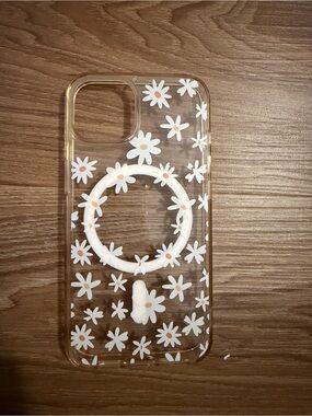 Floral Clear Phone Case with White Daisy Grip Ring